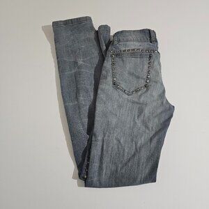 V. Cristina Studded Tapered Blue Jeans, Women's Sz 2, Details Light Distressing